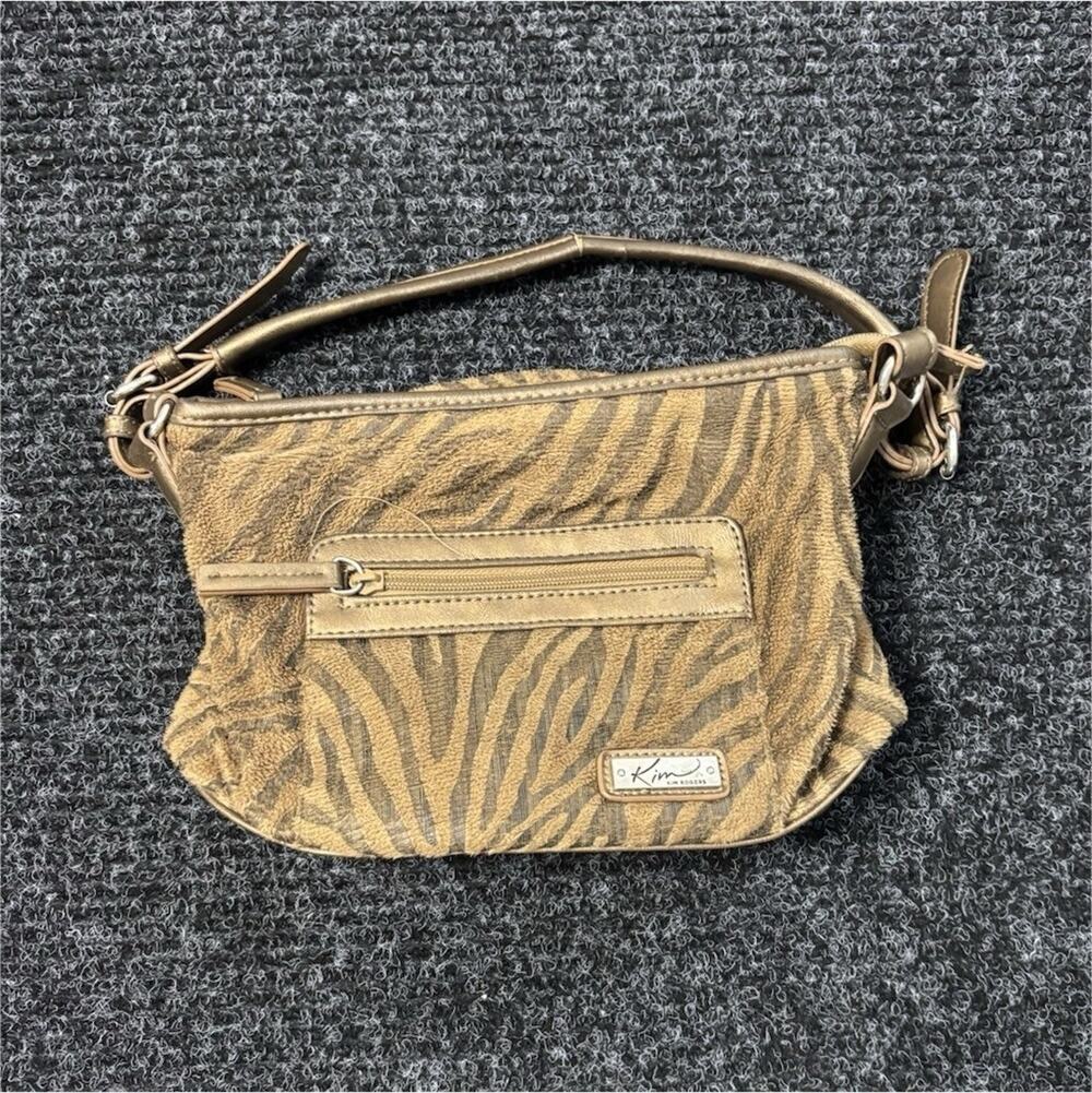 Kim Rogers Women’s Brown Animal Print Zip Closure Shoulder Bag Purse